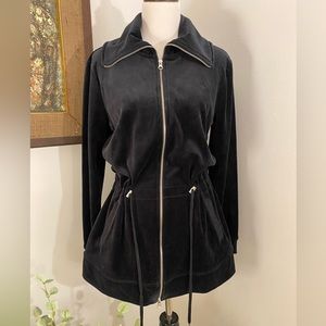 Lauren by Ralph Lauren Black Double Zip Velour Jacket, Sz L